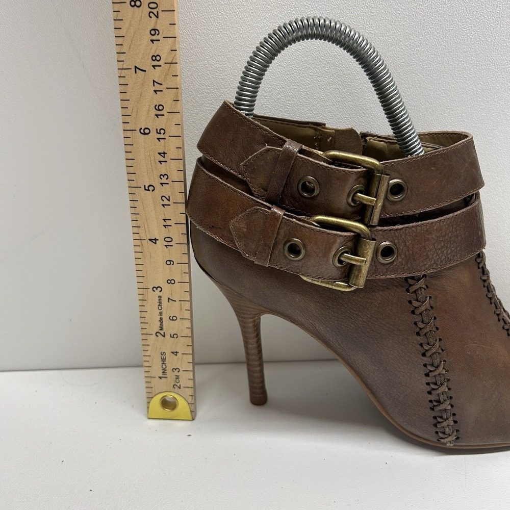 Carlos Santana Borderline Brown Leather Ankle Booties Heels Whipstitch Womens 7M - Picture 12 of 12